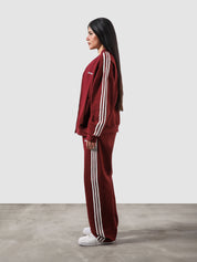 Heritage Top wine red detail closeup contrast stripe fabric Pakistan – GROOVY