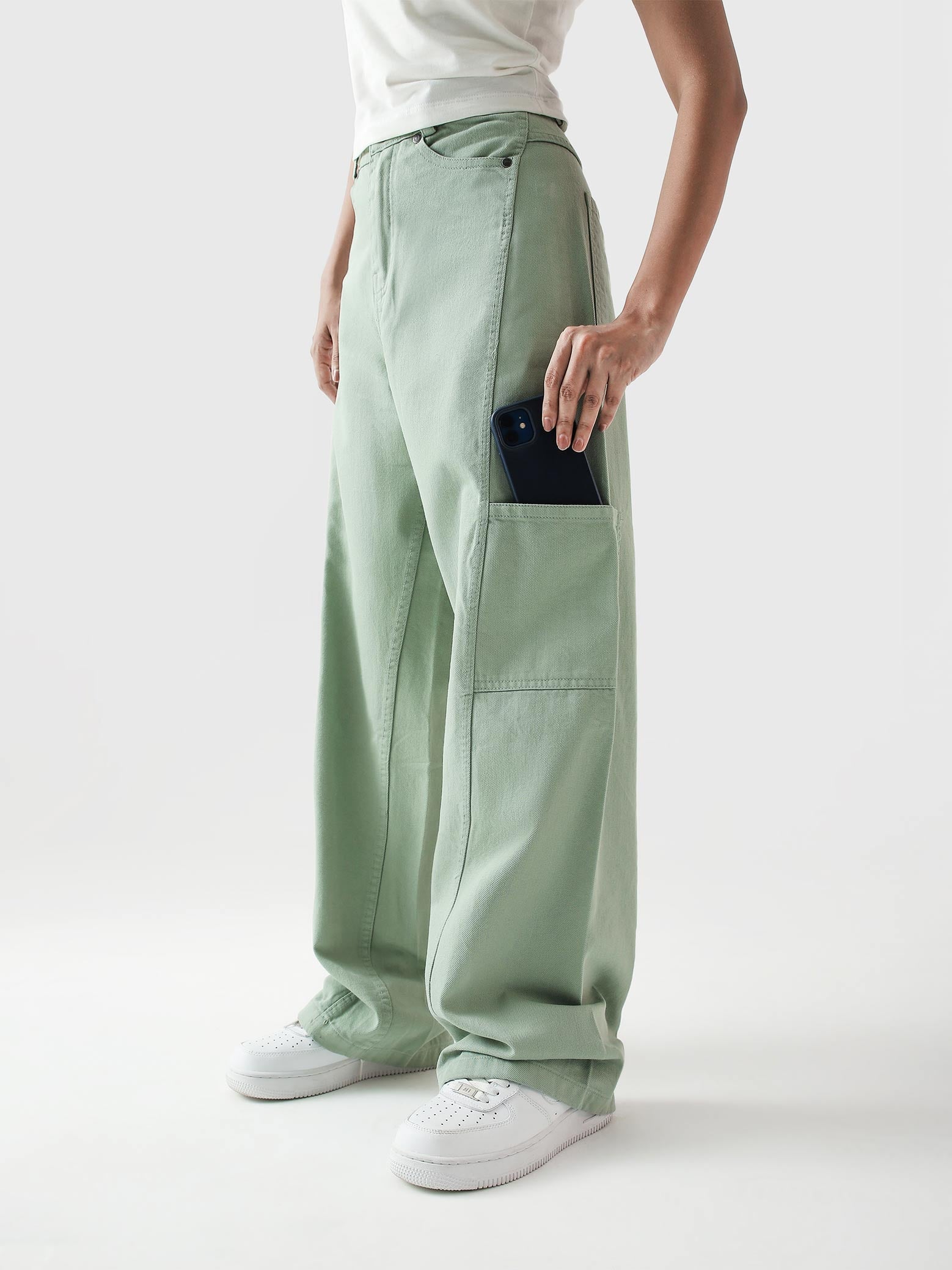 Utility V1 mint green cargos male model outdoor lifestyle shot Pakistan – GROOVY