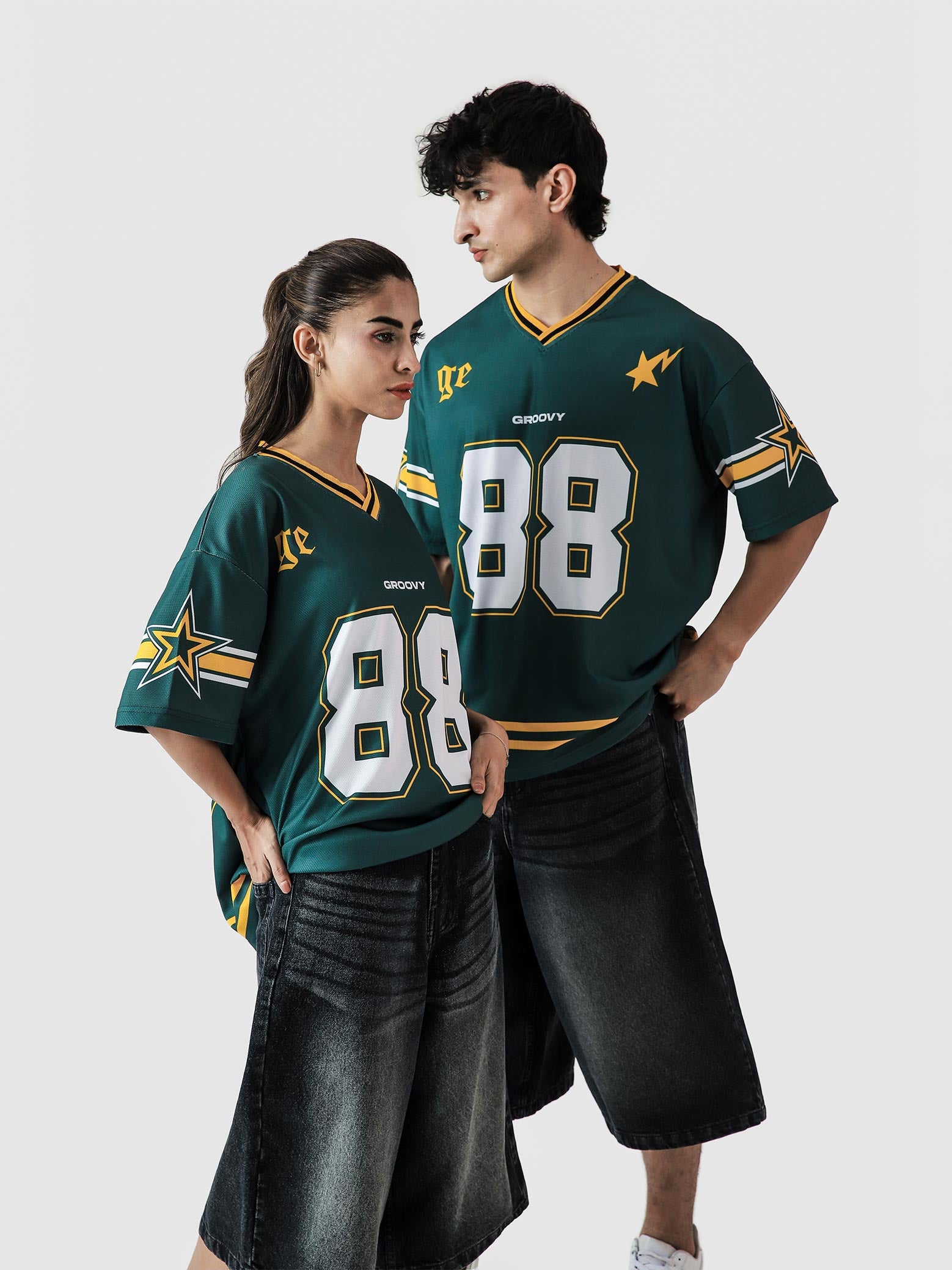 88 Athletics basketball jersey couple lifestyle shot streetwear Pakistan – GROOVY