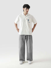 Geto Jujutsu Kaisen Cuban shirt male model seated lifestyle Pakistan – GROOVY