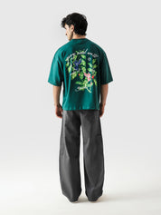 Green Hummingbird tee closeup hummingbird graphic print detail Pakistan – GROOVY