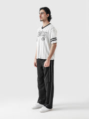 VENOM jersey white flat lay oversized pinstripe graphic Pakistan – GROOVY