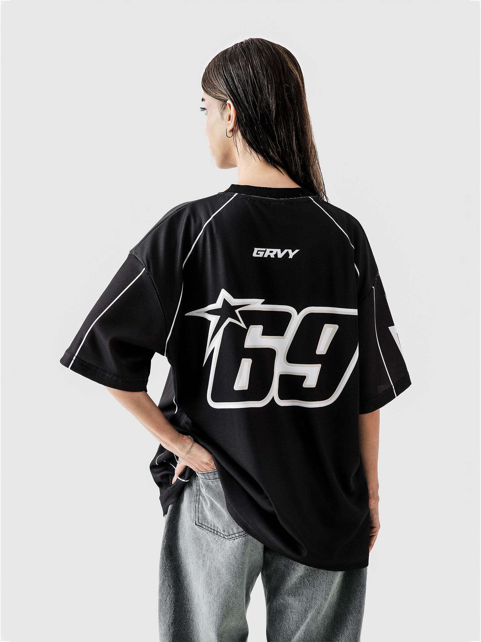 69 Baller Jersey flat lay black oversized mesh jersey Pakistan – GROOVY