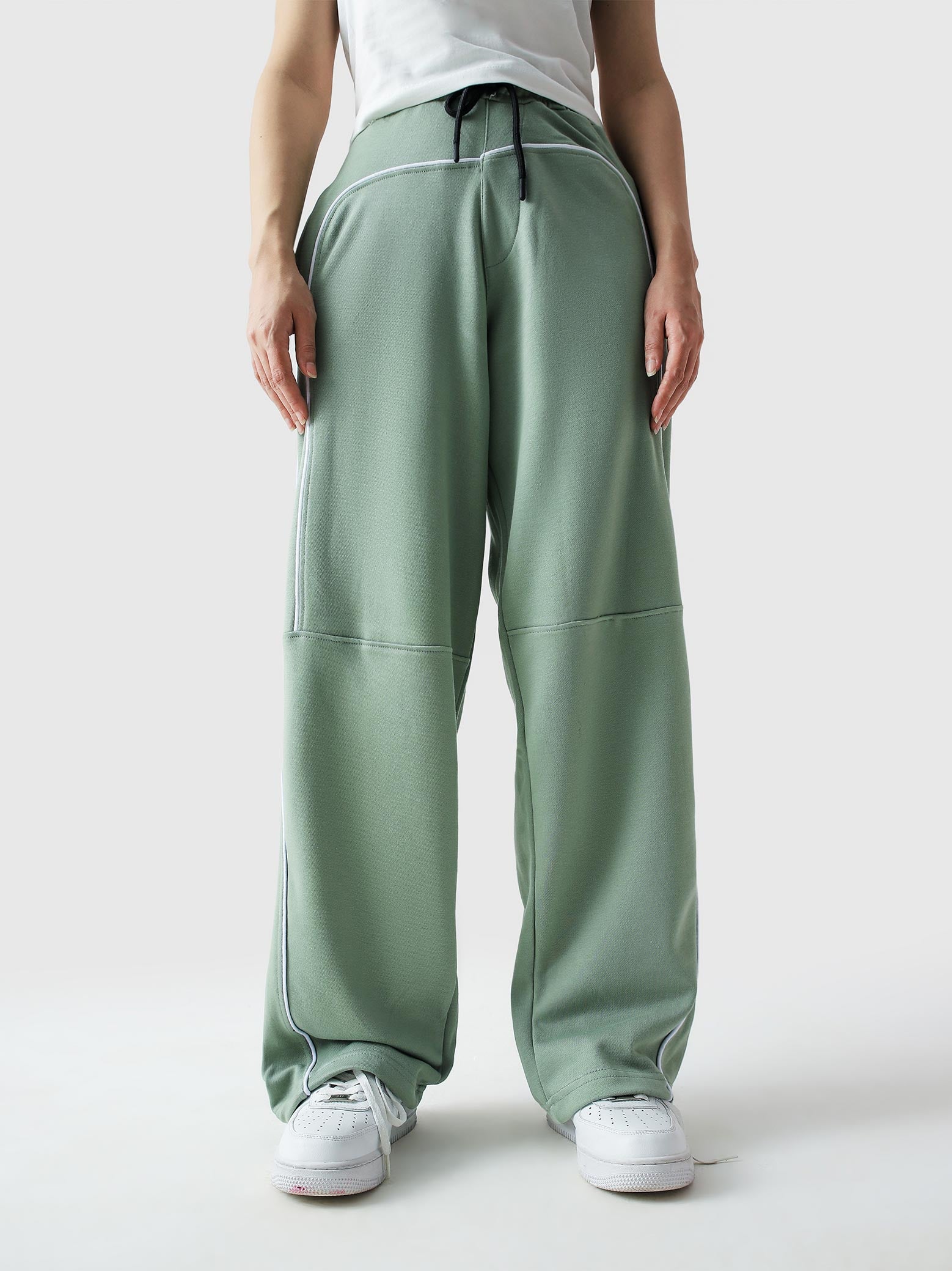 Piping trouser sage green product detail back Pakistan – GROOVY