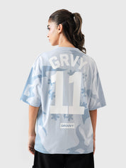 Allover GRVY frost blue tee product detail label back Pakistan – GROOVY