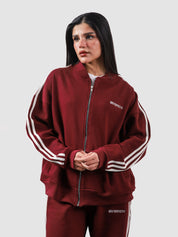 Heritage Top wine red flat lay track jacket contrast stripe Pakistan – GROOVY