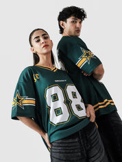 88 Athletics jersey male model half body front graphic detail racing green Pakistan – GROOVY