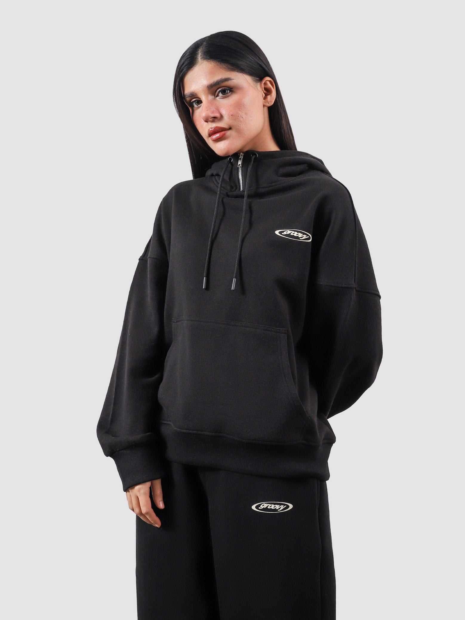 Utility Top black flat lay oversized hoodie Pakistan – GROOVY
