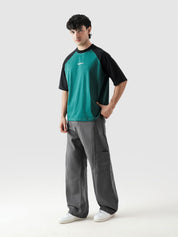 CORE tees racing green raglan flat lay 190 GSM contrast sleeve Pakistan – GROOVY