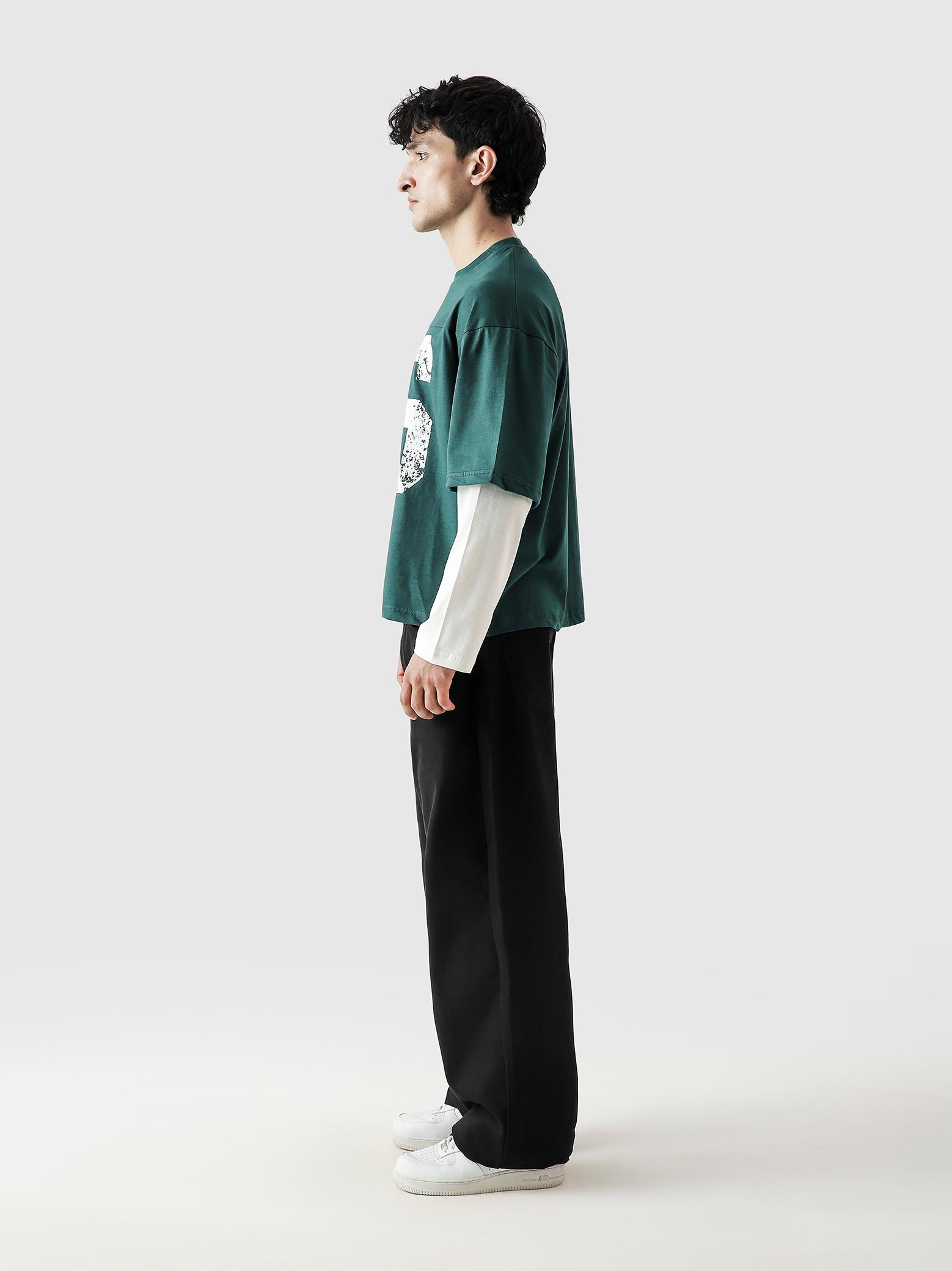 96 Double Layer Jersey racing green male model full body front Pakistan – GROOVY