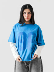 96 Double Layer Jersey electric blue flat lay product layered Pakistan – GROOVY
