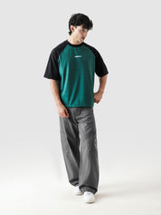 CORE tees racing green raglan product detail back Pakistan – GROOVY
