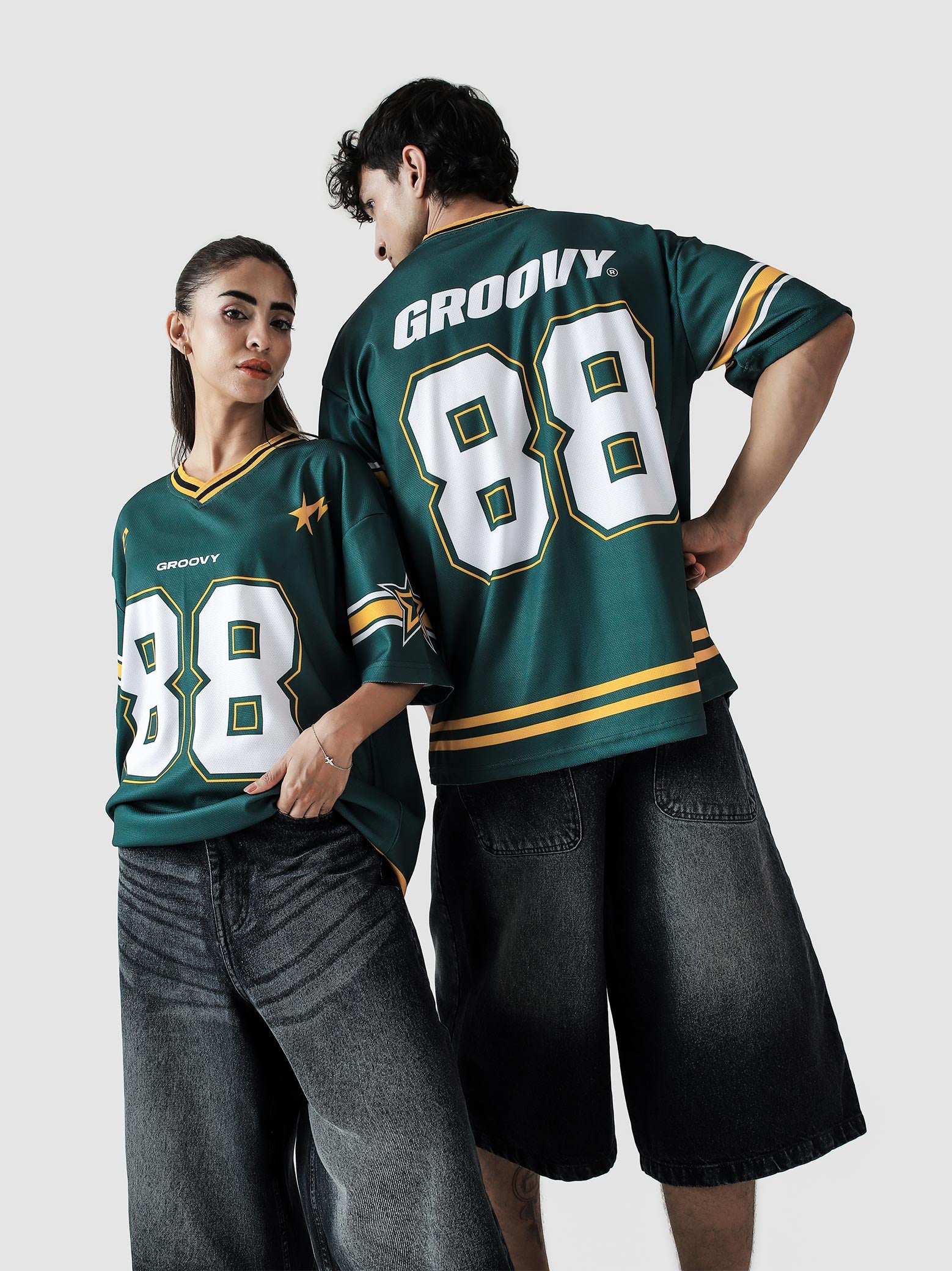 88 Athletics jersey closeup GROOVY 88 graphic gold print mesh fabric Pakistan – GROOVY