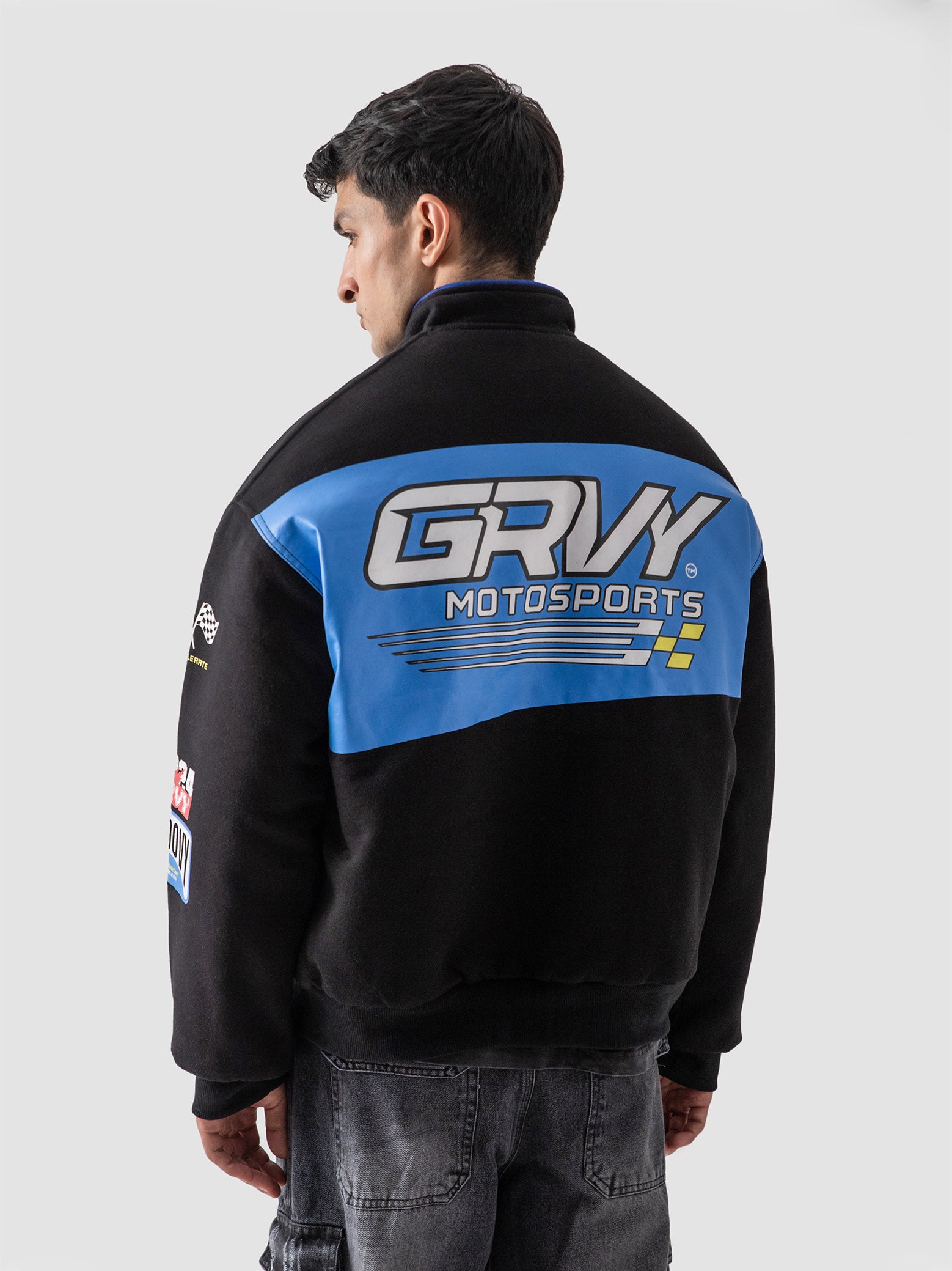 Racer jacket male model outdoor lifestyle shot streetwear Pakistan – GROOVY