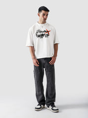 White Oversized Tee Flat Lay Product Shot – GROOVY Studios – GROOVY Pakistan