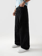 Utility V1 black cargo pants male model front view relaxed fit Pakistan – GROOVY