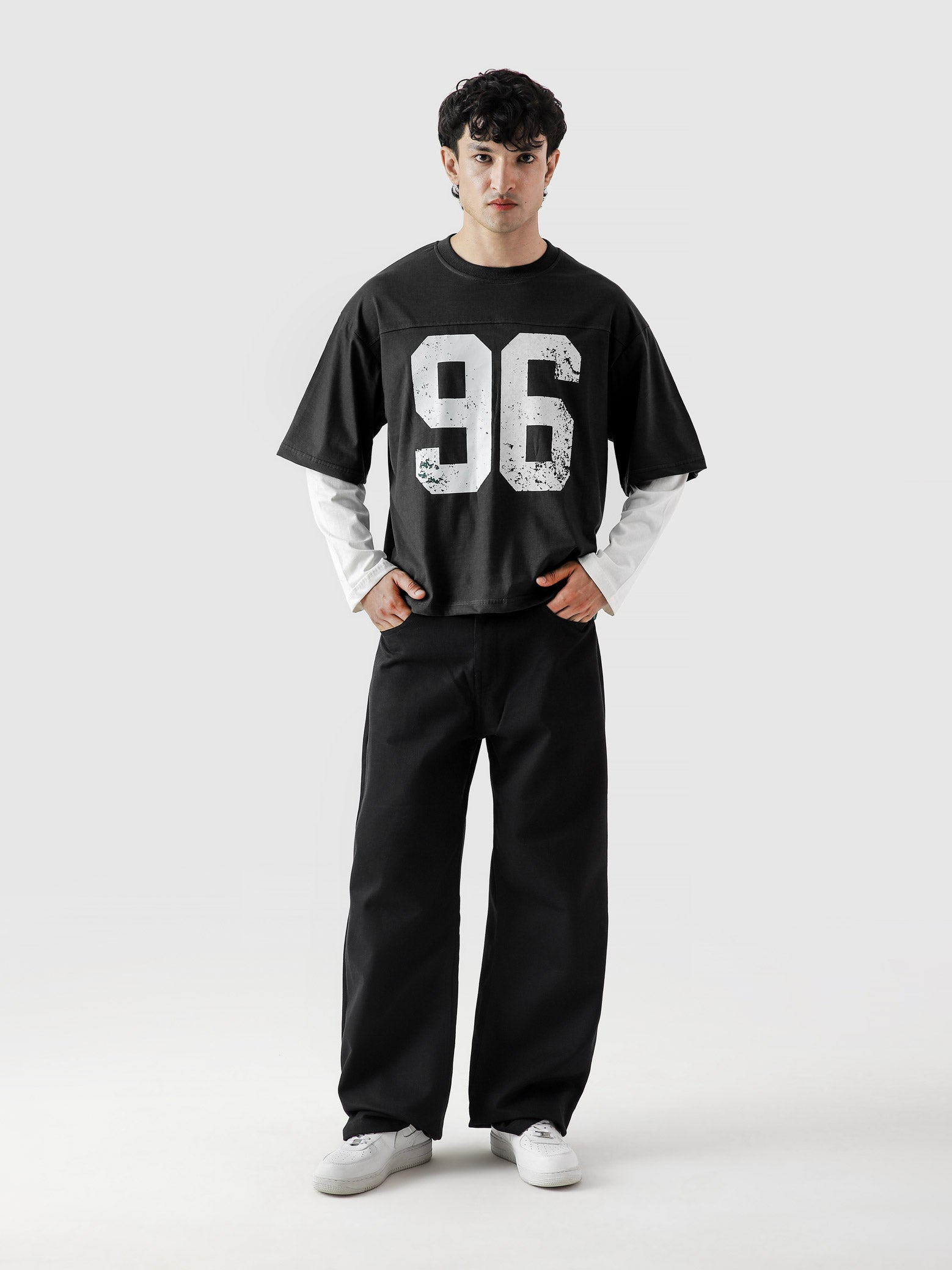 96 Double Layer Jersey black male model full body front view pre-layered Pakistan – GROOVY