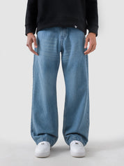 CORE denim washed blue baggy jeans male model full body front view Pakistan – GROOVY