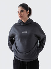 Dark grey oversized hoodie male model front view 330 GSM streetwear Pakistan – GROOVY
