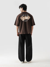 DICES GRVY mocha brown oversized tee male model full body front view Pakistan – GROOVY