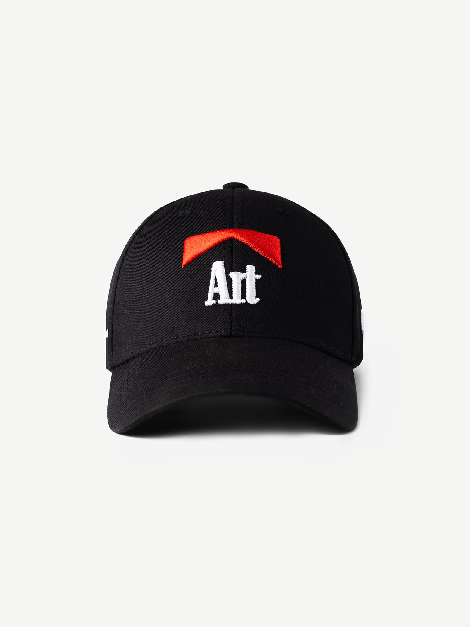 GROOVY THE ARTIST black baseball cap with bold red graphic art on the front