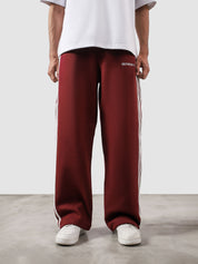Heritage Pants wine red summer male model full body front view contrast stripe Pakistan – GROOVY