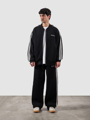 Heritage Top black male model full body front view track jacket contrast stripe Pakistan – GROOVY