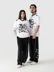 Star basketball jersey black white male model full body front view Pakistan – GROOVY