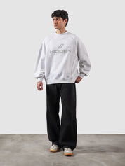 Hidden In Plain Sight arctyc white oversized sweatshirt male model full body front view Pakistan – GROOVY