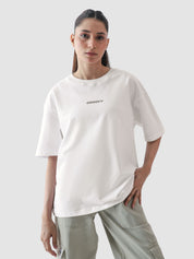 White oversized blank t-shirt male model full body front view Pakistan – GROOVY CORE Tees