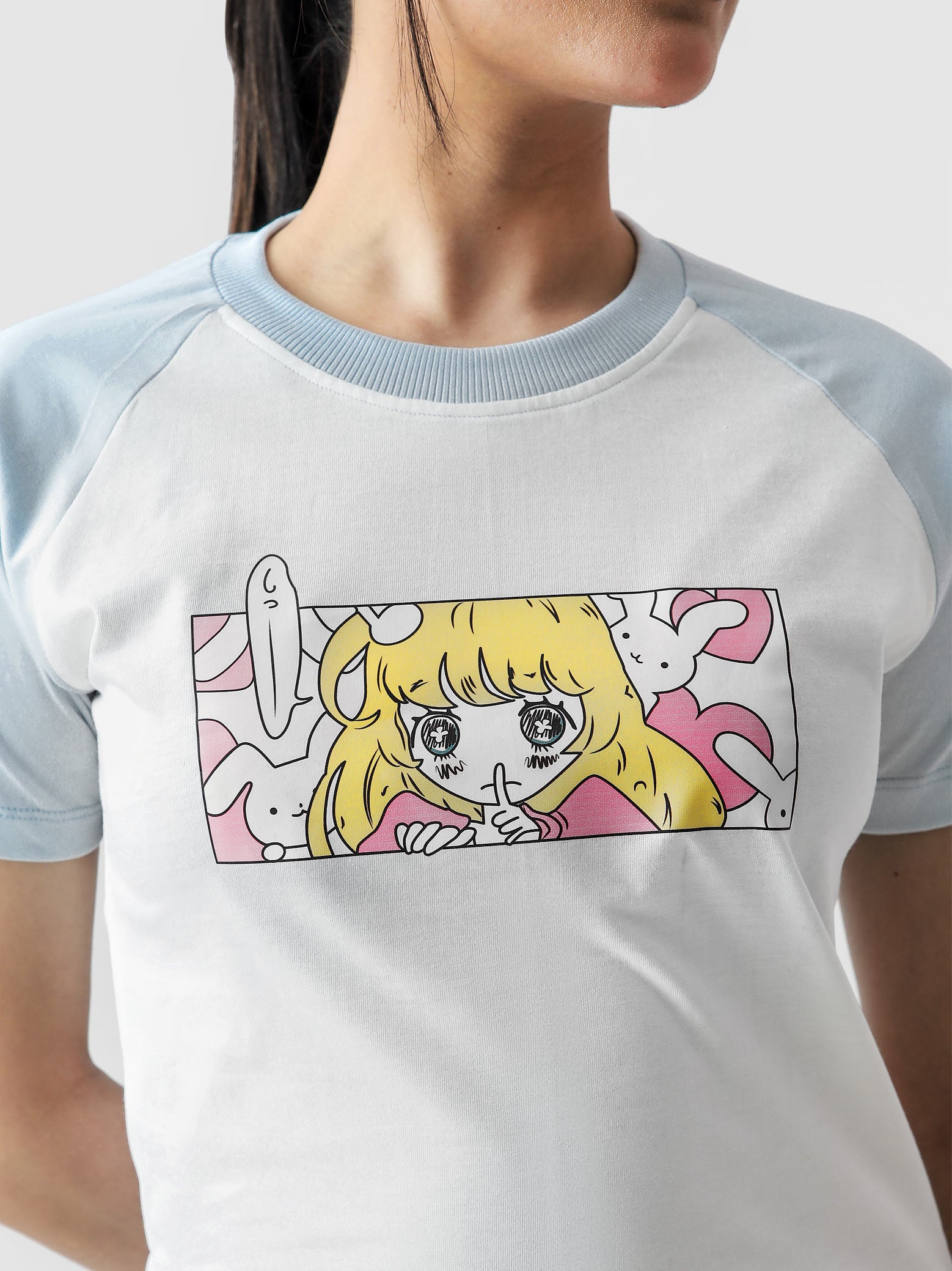 Anime Girl Baby Tee female model full body front view Pakistan – GROOVY