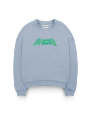 Ice Blue Sweatshirt Male Model Back View – Money Over Your Feelings – GROOVY Pakistan
