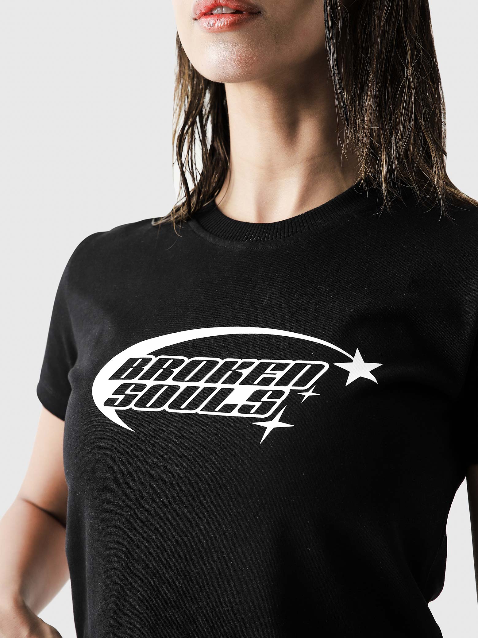 Broken Souls babytee female model full body front view Pakistan – GROOVY