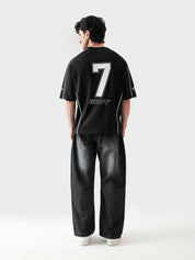 HARSH and CRUEL #7 black jersey male model full body front view piping detail Pakistan – GROOVY