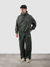 Utility Top heather green male model full body front view oversized hoodie Pakistan – GROOVY