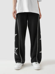 Black Wide-Leg Star Print Trouser – STAR Trouser | GROOVY Pakistan