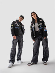 Racer jacket flat lay black oversized moto outerwear Pakistan – GROOVY