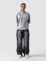 Slate Grey Washed Blank Tee Flat Lay 240 GSM Cotton – GROOVY Pakistan
