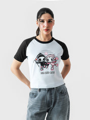 Me and Bae baby tee female model back view crop tee Pakistan – GROOVY