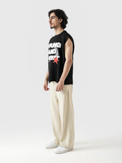 Young and Turnt Sando male model back view GStudio graphic sleeveless Pakistan – GROOVY