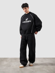 Hidden In Plain Sight black sweatshirt male model back view subtle detail Pakistan – GROOVY