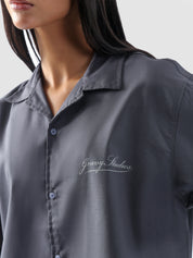 Grey Cuban shirt male model outdoor lifestyle Pakistan – GROOVY