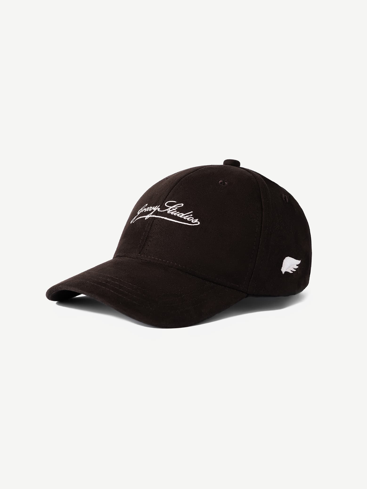 GROOVY Super Suede cap in rich mocha brown with low crown and script logo