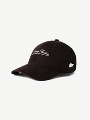 GROOVY Super Suede cap in rich mocha brown with low crown and script logo