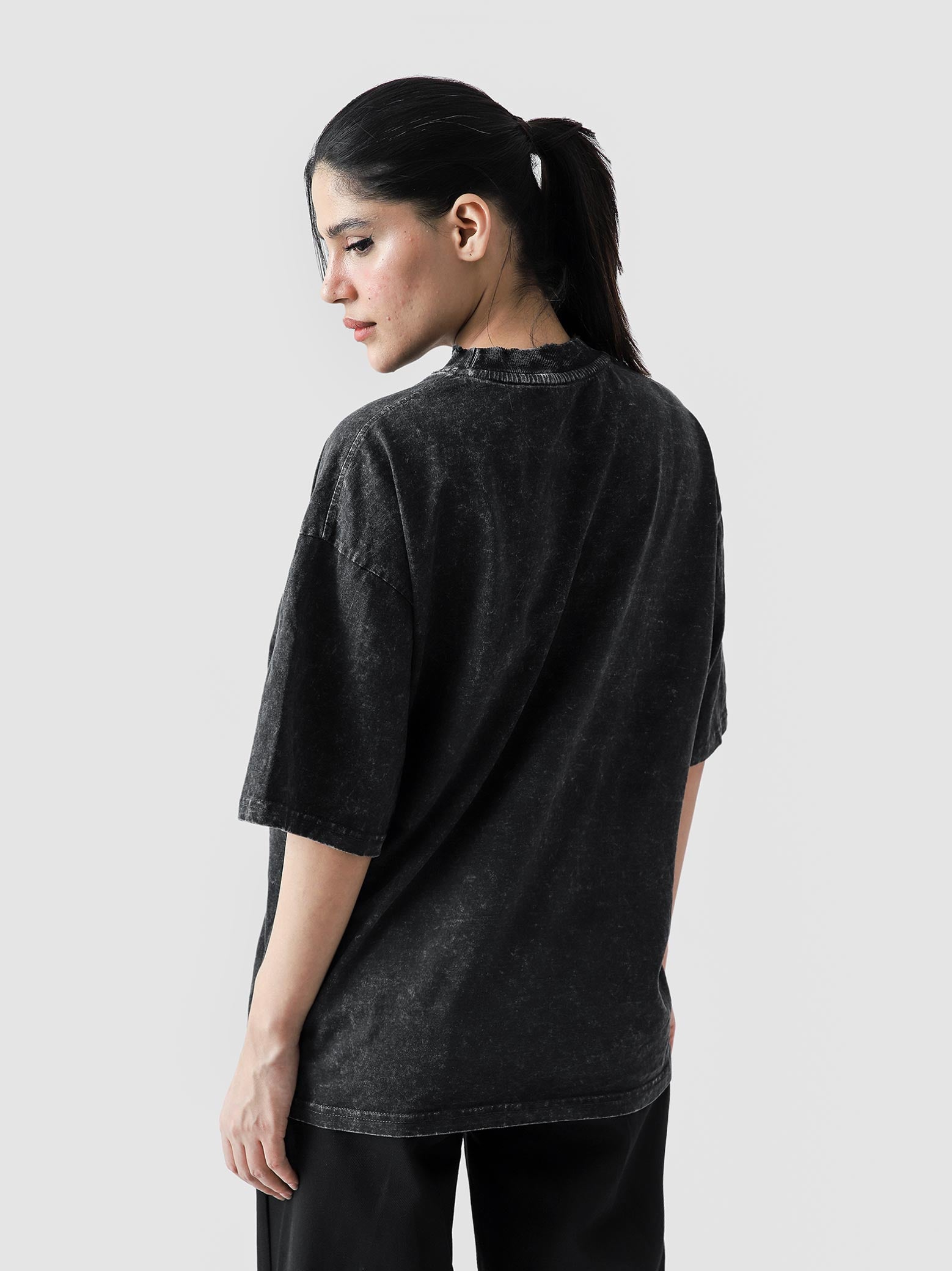 CORE acid washed blank tee male model back view mineral wash oversized Pakistan – GROOVY