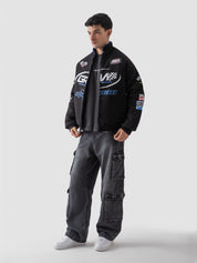Racer jacket male model side view full body moto streetwear Pakistan – GROOVY
