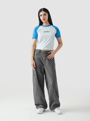 Electric blue basic babytee female model front view Pakistan – GROOVY