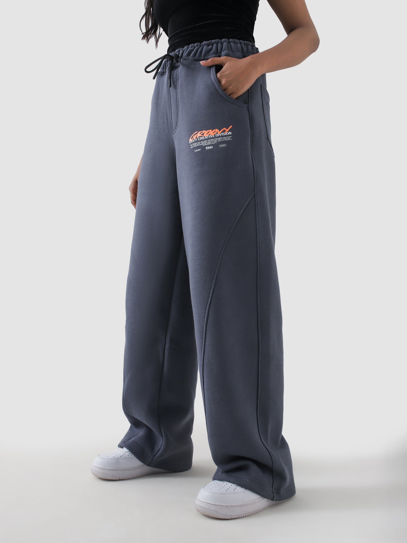 Unity VI slate blue summer trouser male model back view baggy fit Pakistan – GROOVY