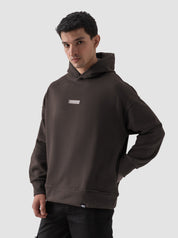Mocha brown hoodie male model back view oversized 450 GSM cotton Pakistan – GROOVY