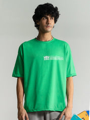 Emerald Green Tee Male Model Back View – Never Give Up – GROOVY Pakistan
